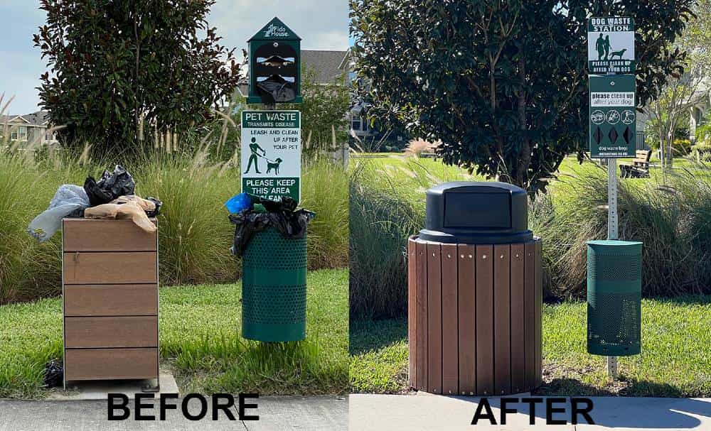 PoopBandit® Community Dog Waste Station Before and After